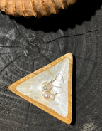 Triangle Wooden Jewelry Tray with Seashell Coating