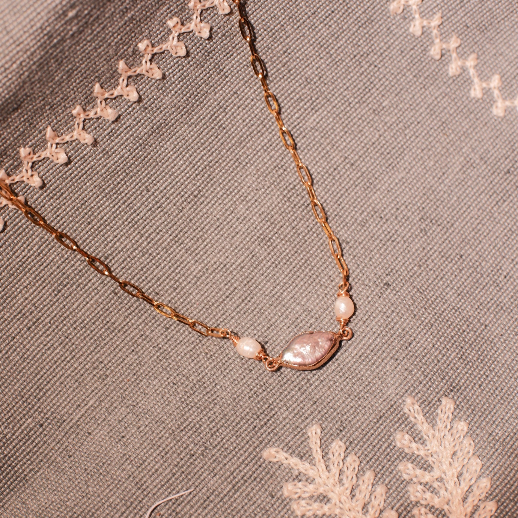 Purple Baroque Fresh Water Pearl Stainless Necklace