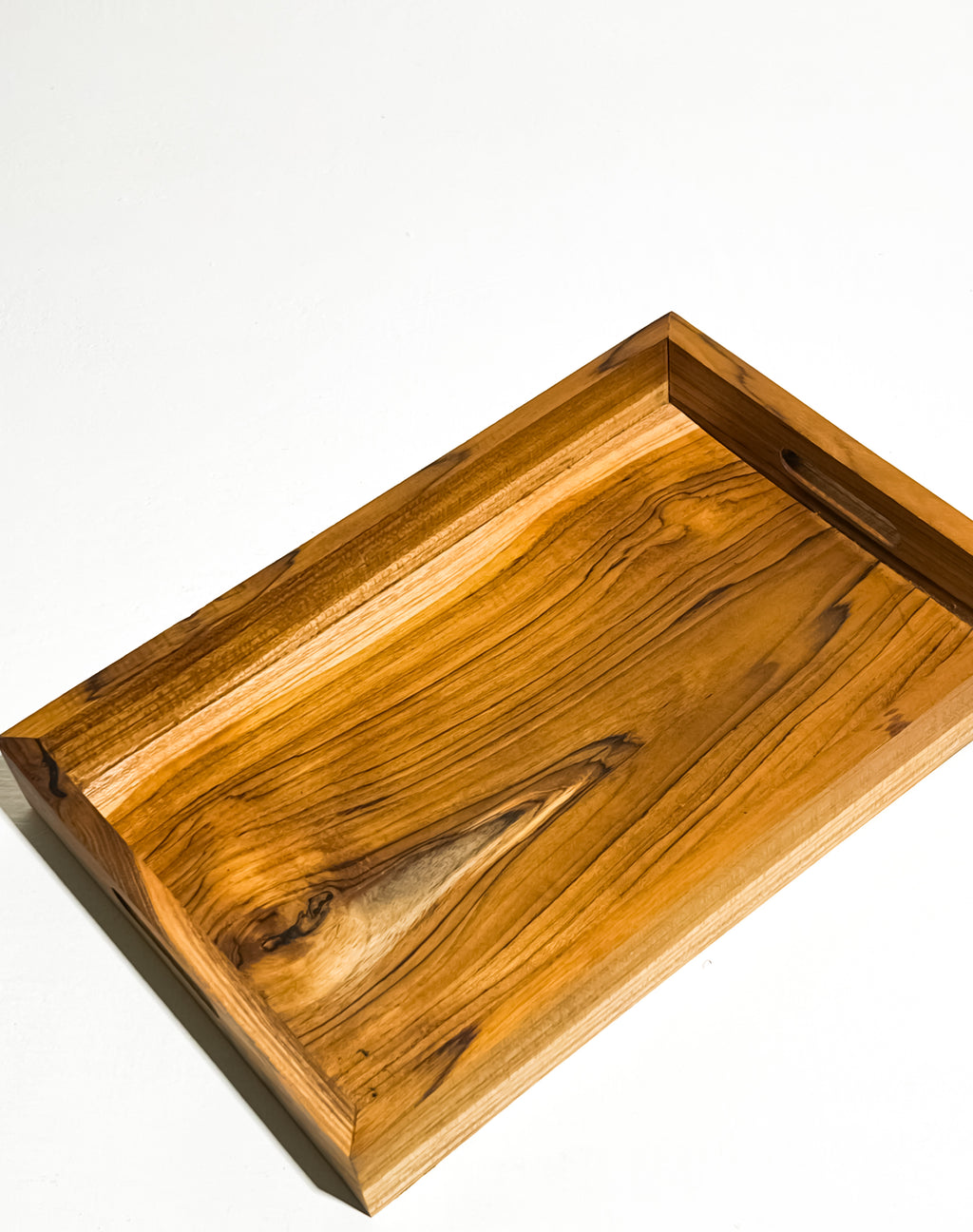 Square teak wood wooden trays with handle
