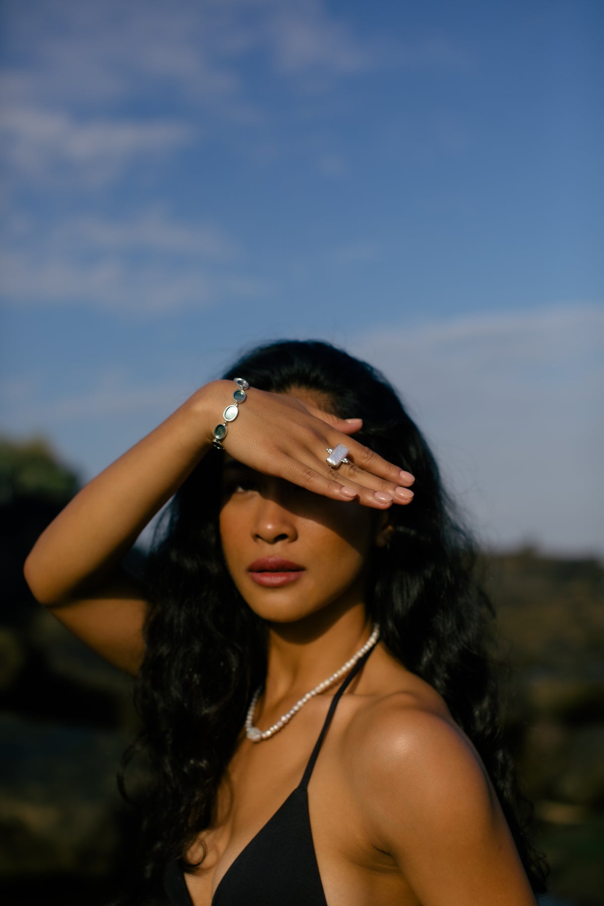 Ishani 925 Silver Ring with rectangle Baroque Pearl