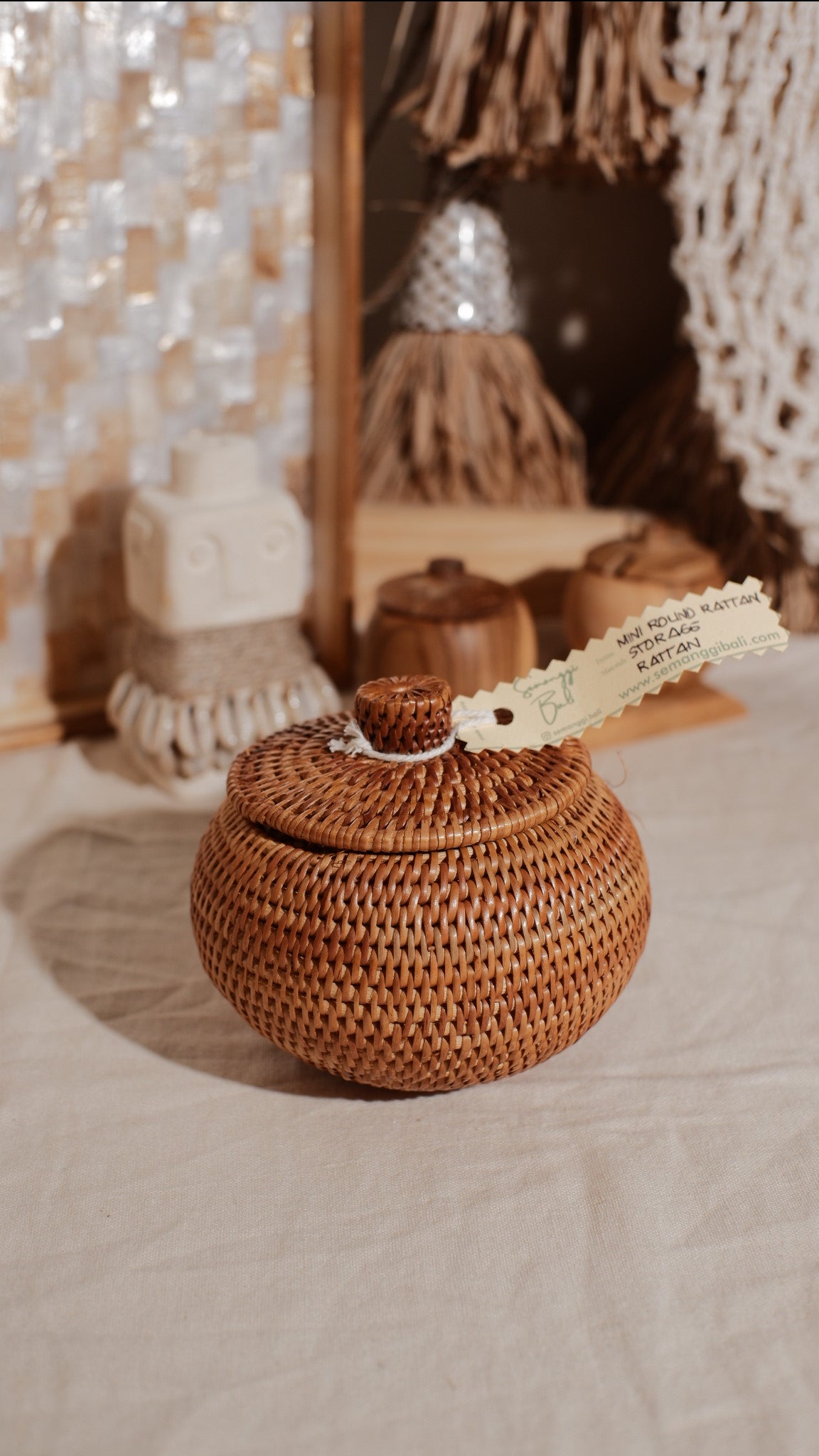 Mini Round Rattan Storage
