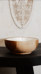 Wooden Teak Bowl with  Shells