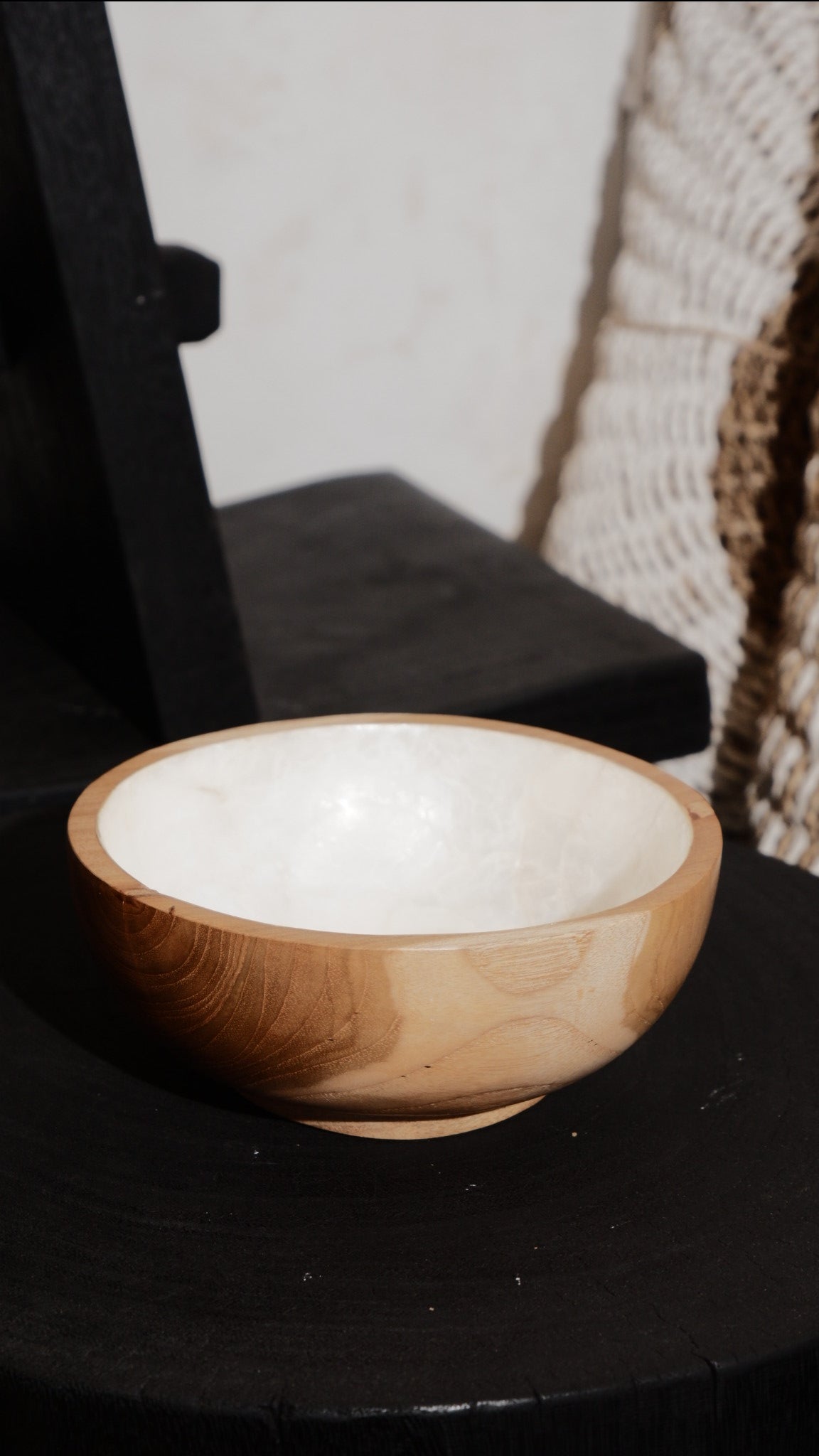 Wooden Teak Bowl with  Shells