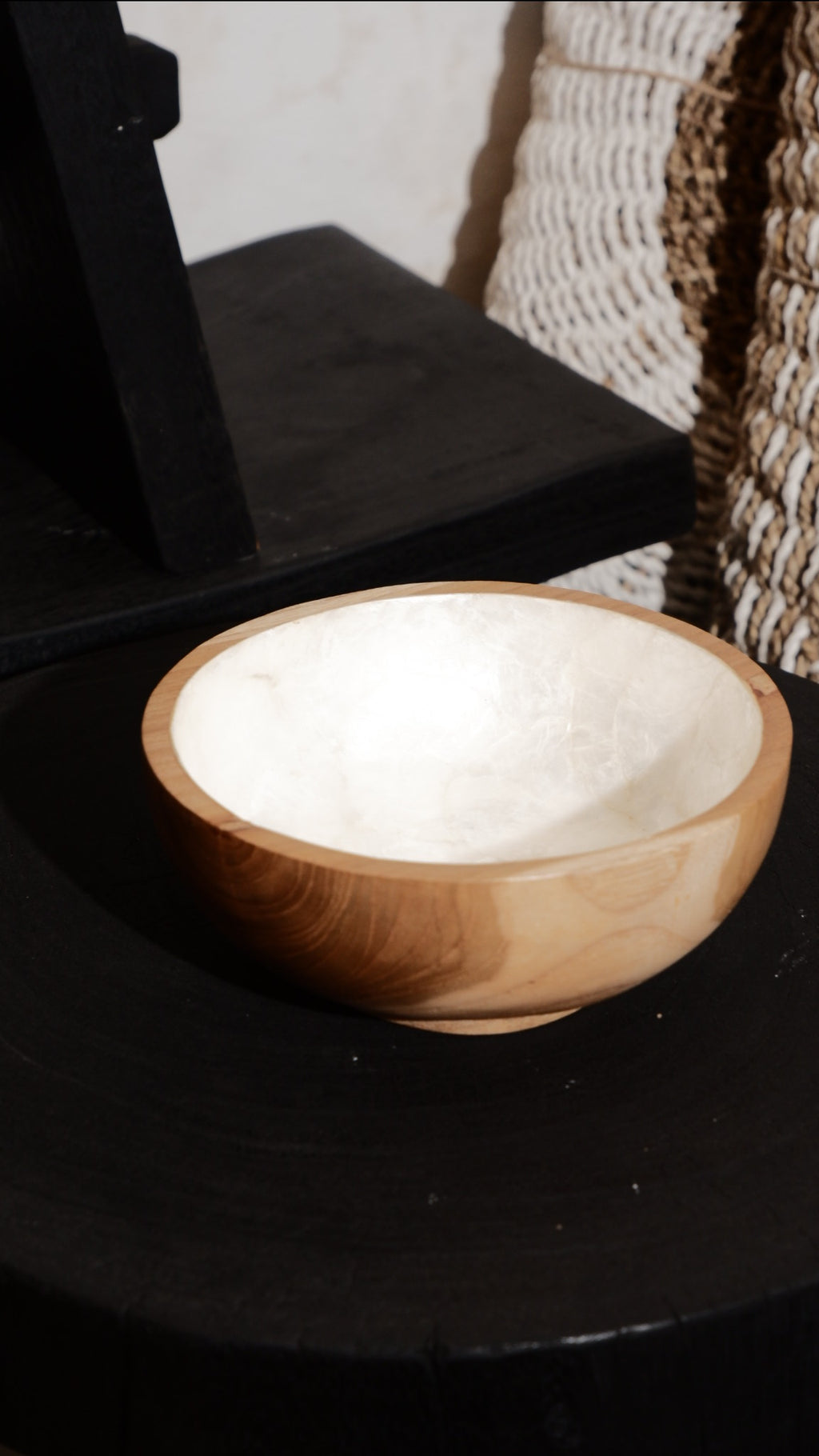 Wooden Teak Bowl with  Shells