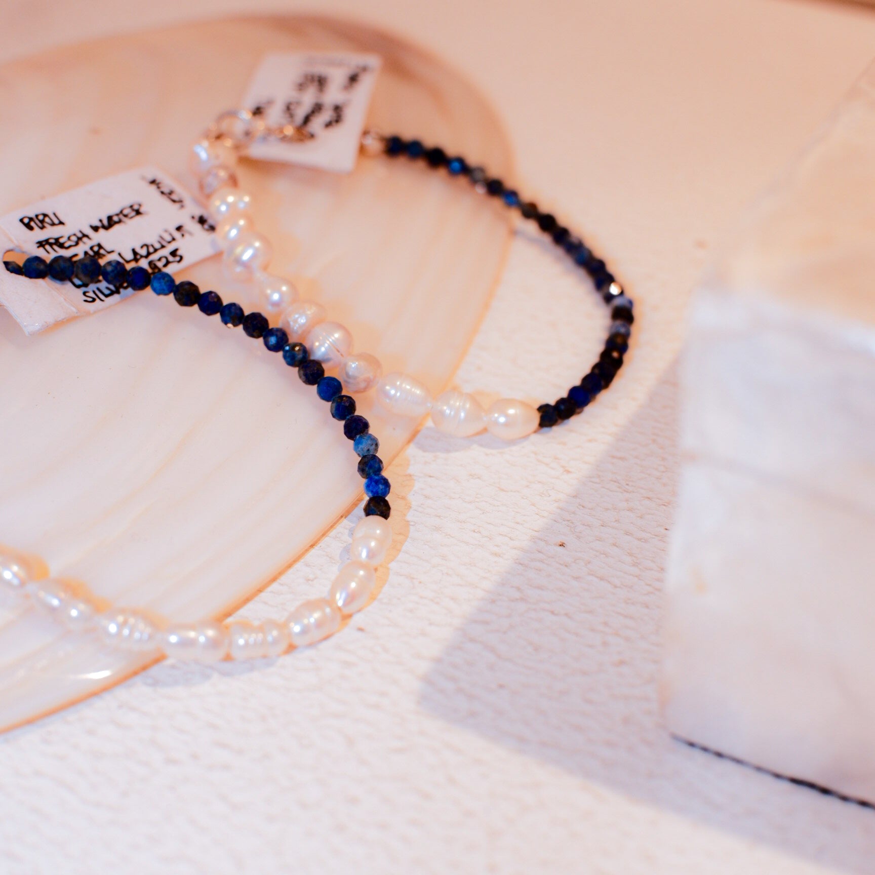 Biru Lapiz Lazuli Fresh Water Pearl Silver 925 Bracelet