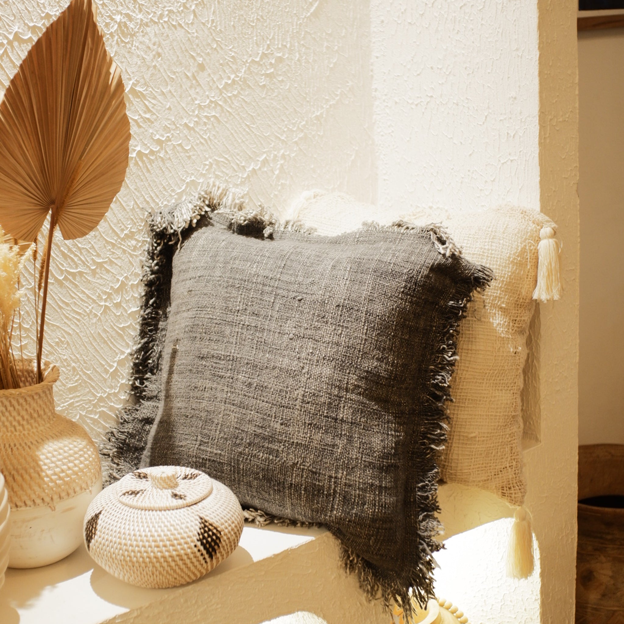 Grey Cotton Cushion Cover