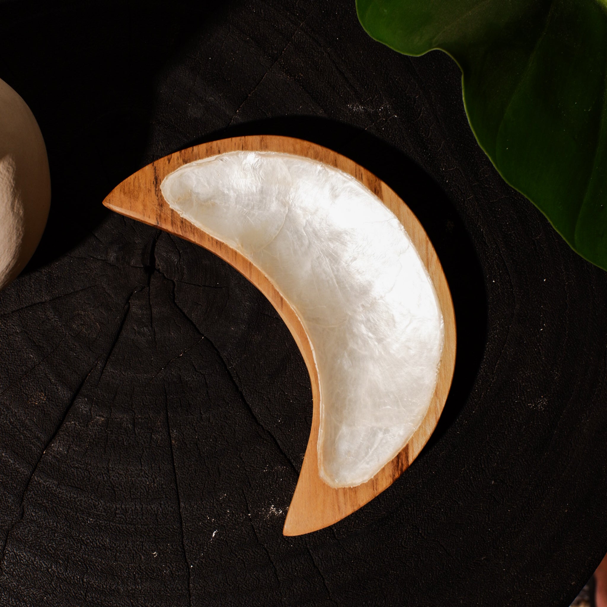 Half moon wooden tray