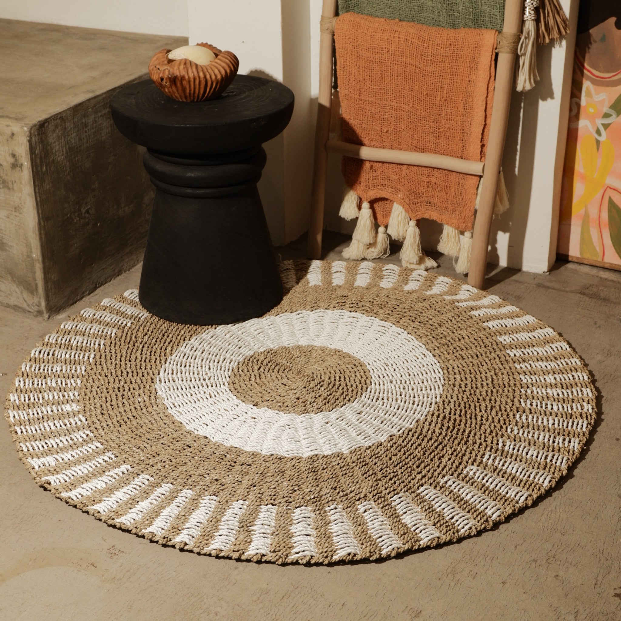 Natural Round Seagrass Rug 120 x 120 cm