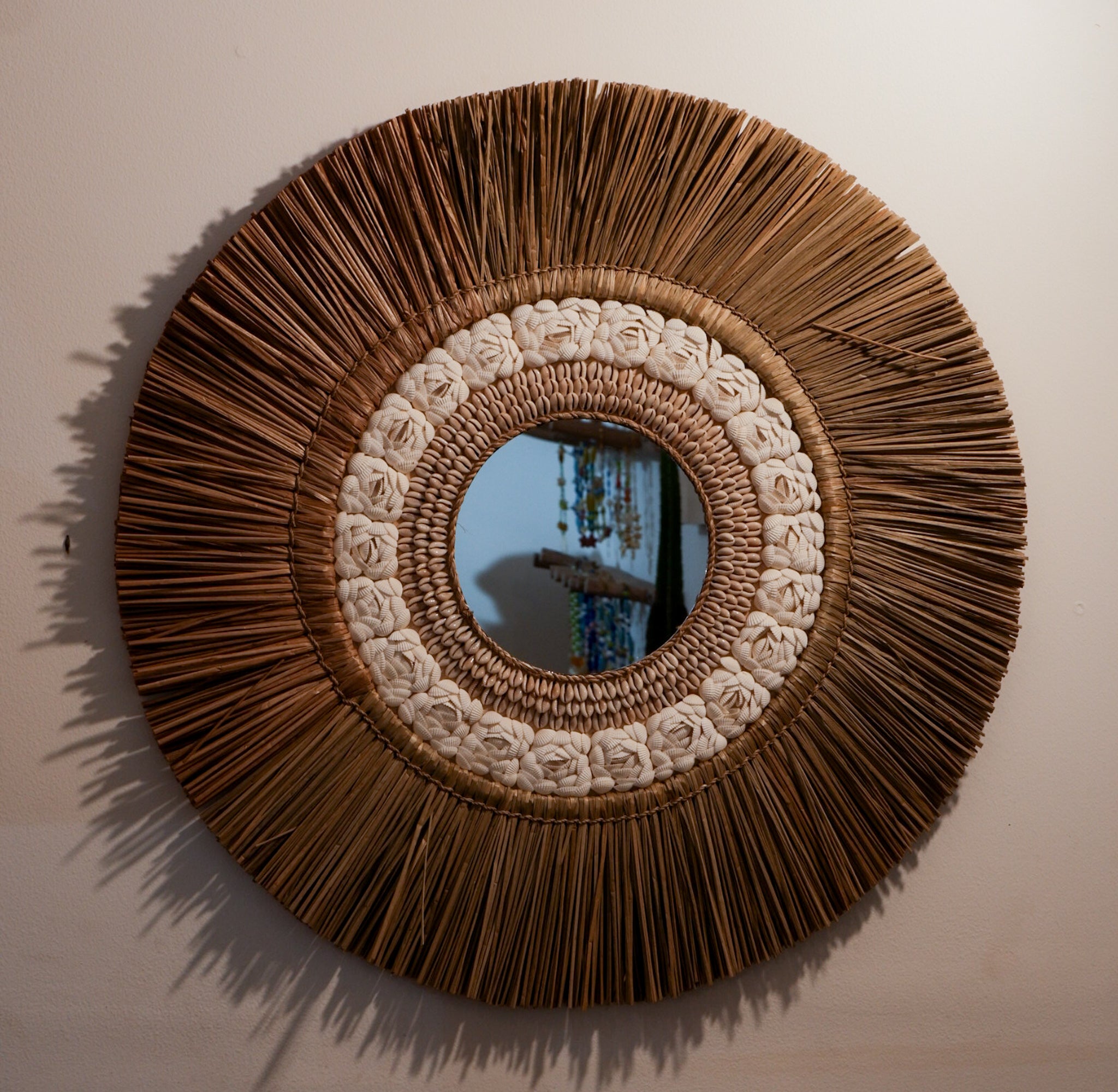 Boho Round Mirror With Shells