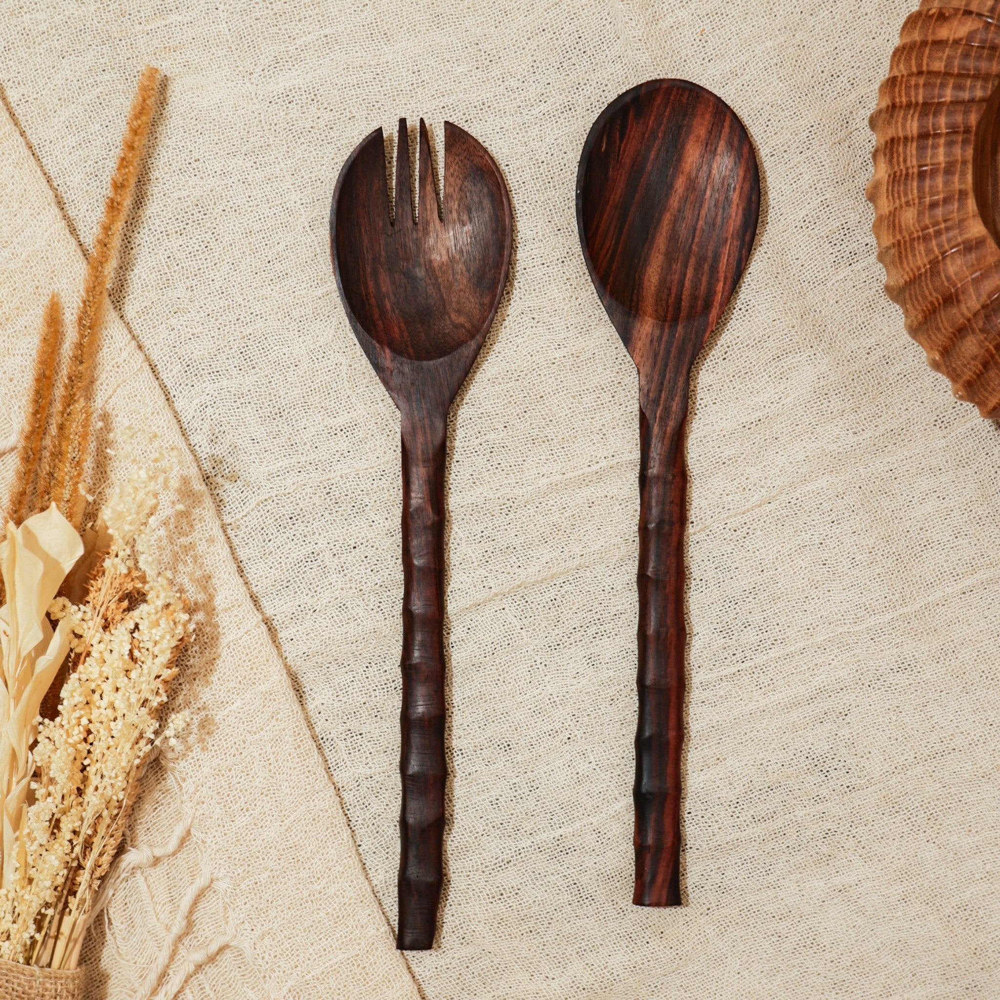 Wooden Salad Mixer with Shells