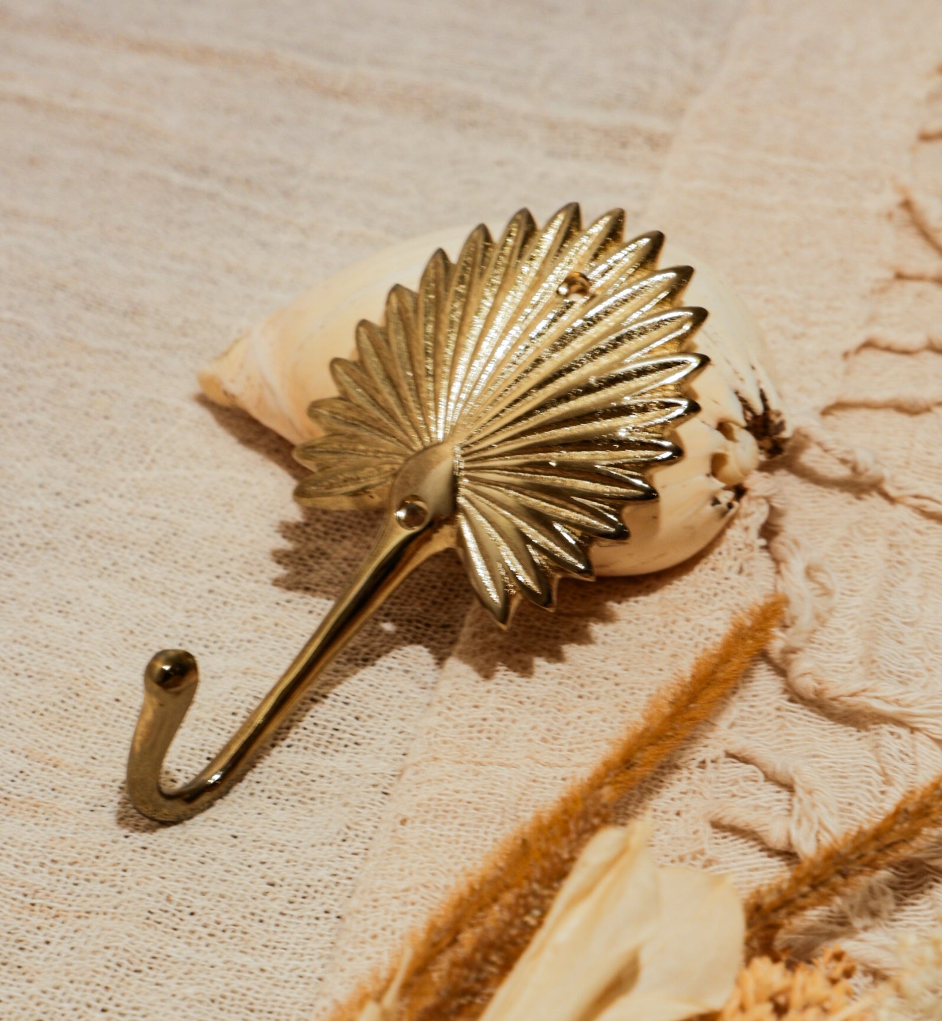 Fan Palm Golden Brass Hook