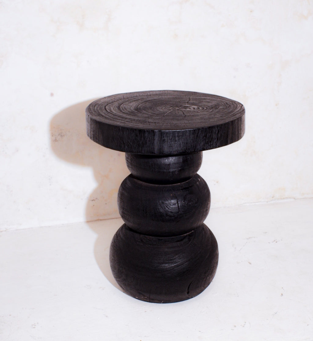 Bhanu Round Side Table with Sou Sugi Ban Finishing