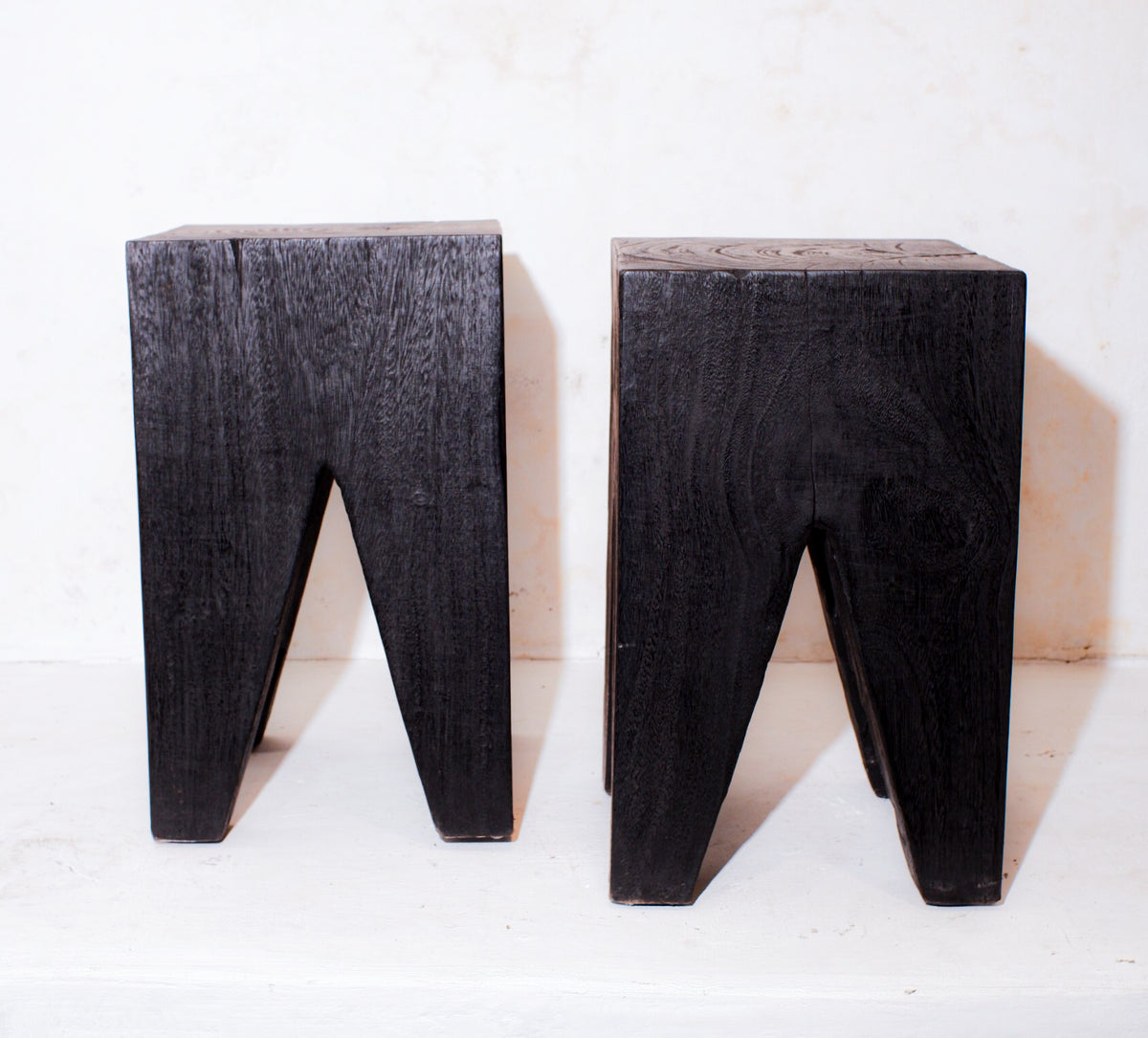 Ruci Suar Solid Wood Stool with Yakisagi Finish