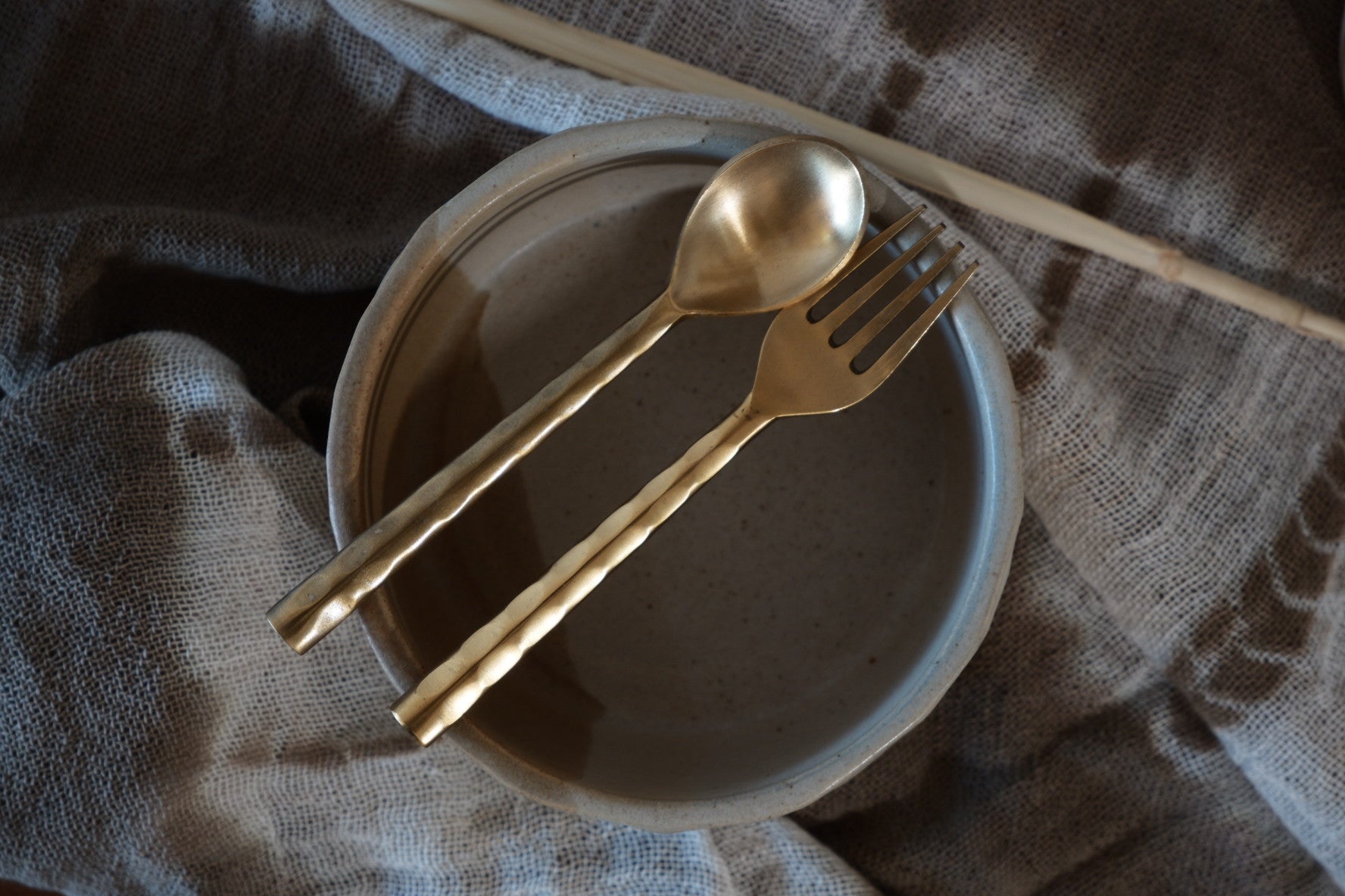 Wavy Desset Brass Spoon & Fork