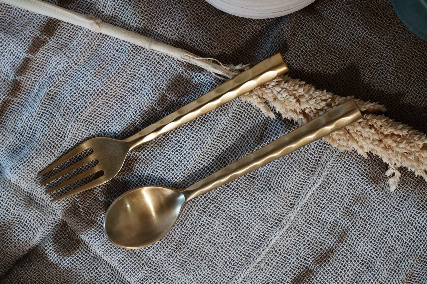 Wavy Desset Brass Spoon & Fork