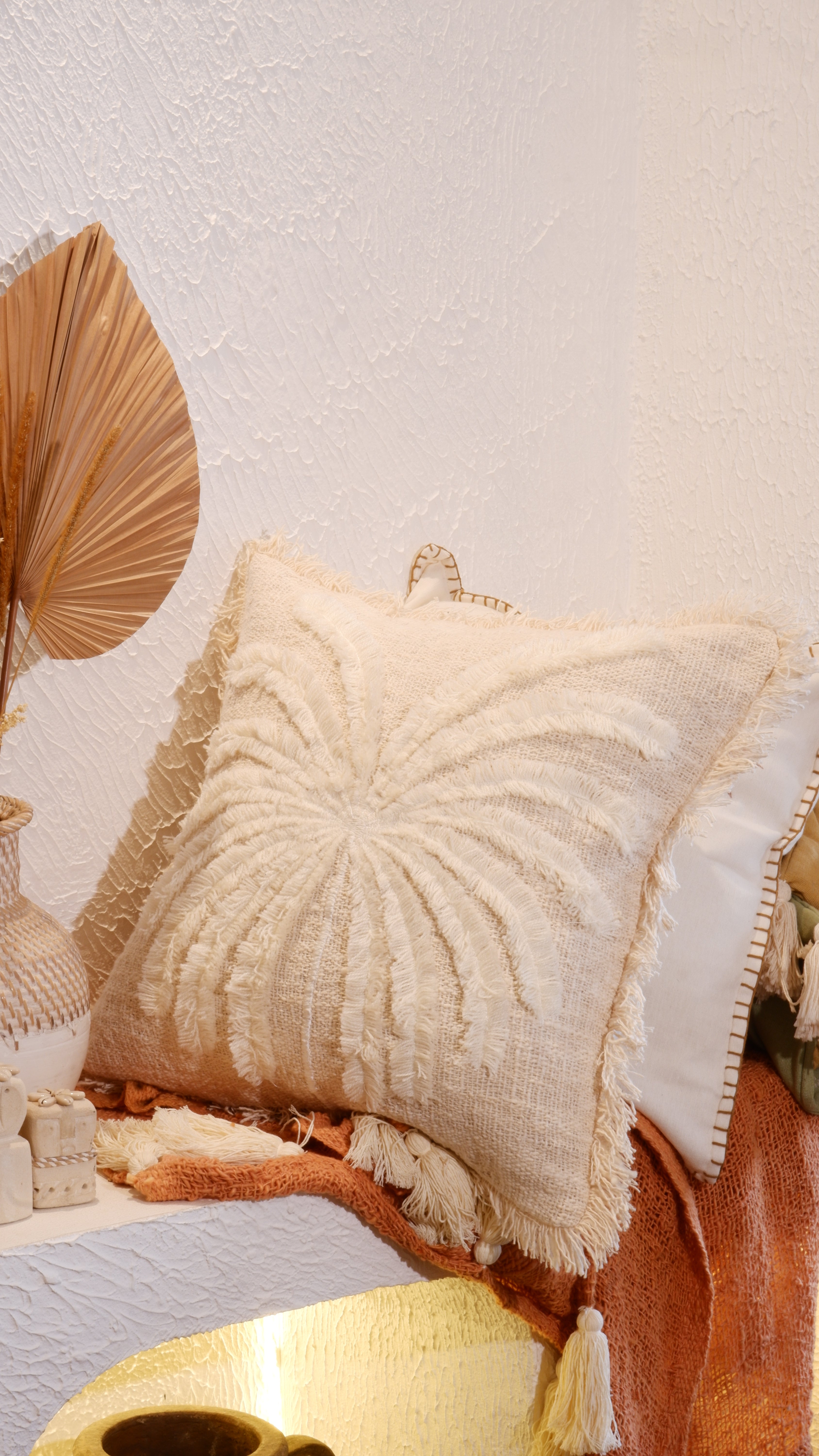 White Palm Cushion Cover 50x50 cm