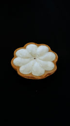 Flower Wooden Teak  Incense Holder with Sea Shells inlay