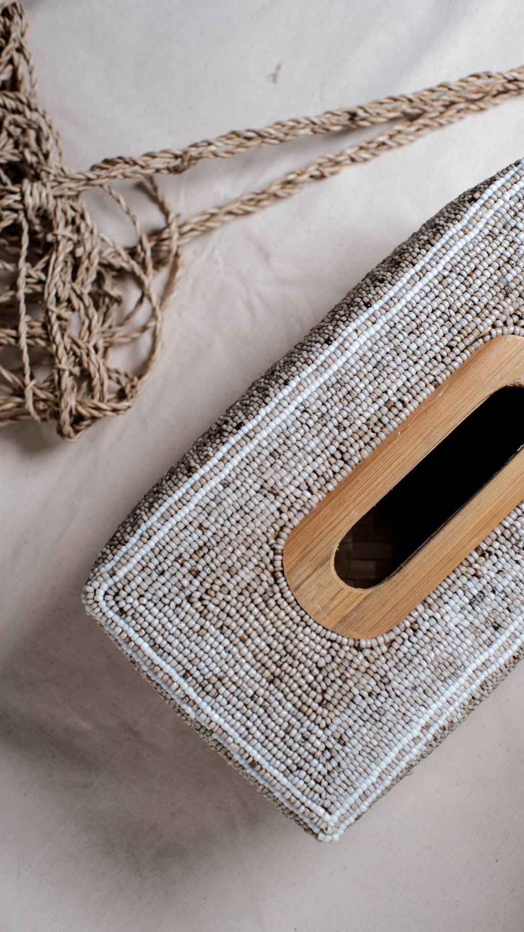 Square Bamboo Tissue Holders with Handmade Beaded