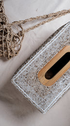 Square Bamboo Tissue Holders with Handmade Beaded