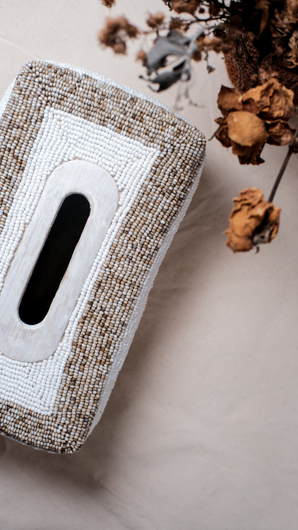 Square Bamboo Tissue Holders with Handmade Beaded