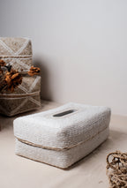 Square Bamboo Tissue Holders with Handmade Beaded