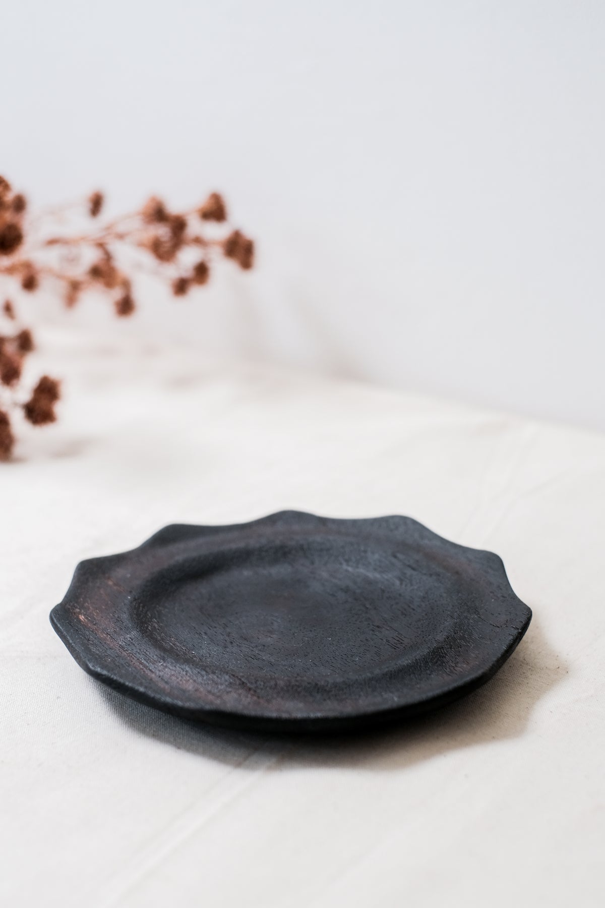 Sun Wooden Teak Plate  - Yakisagi Finish