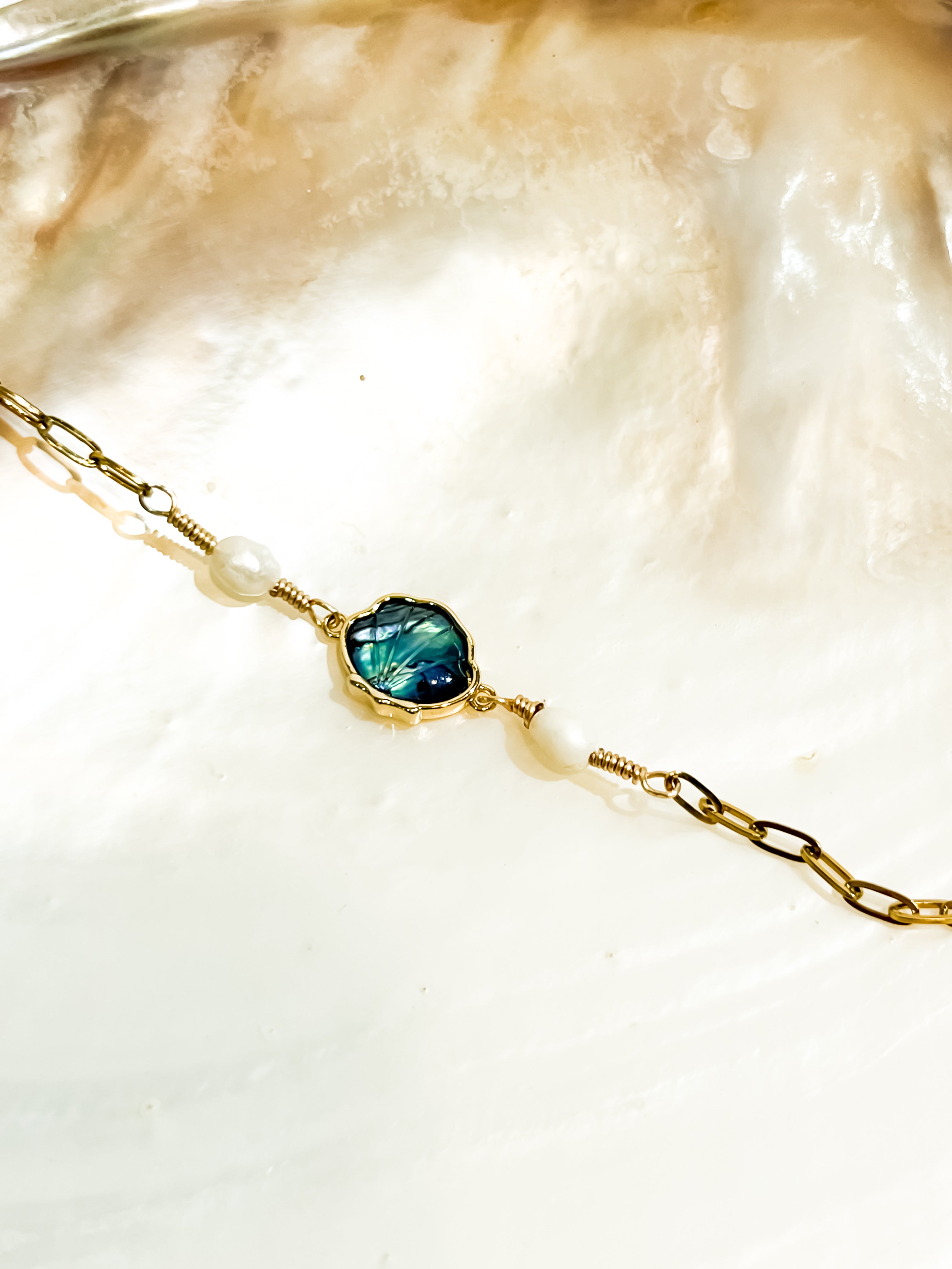Abalone Shells Fresh Water Pearl Stainless Bracelet