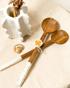 Aru Wooden Teak  Salad Mixer with Sea Shells