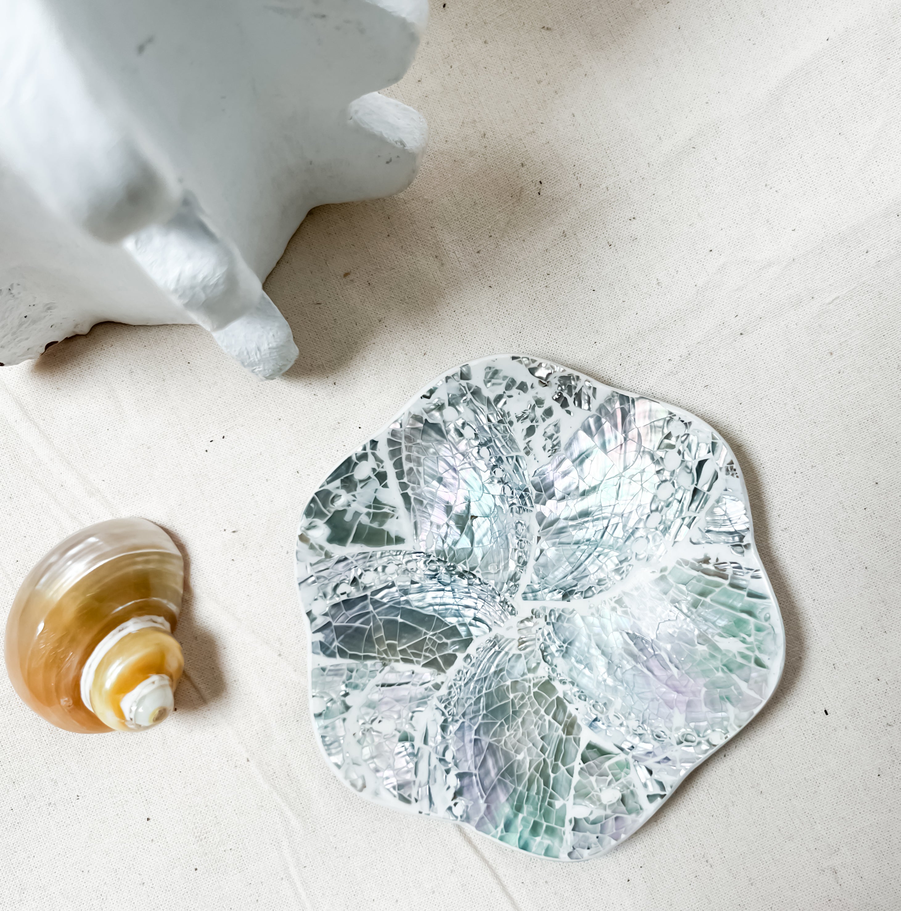 Silver Flower Shells Jewelry Trays
