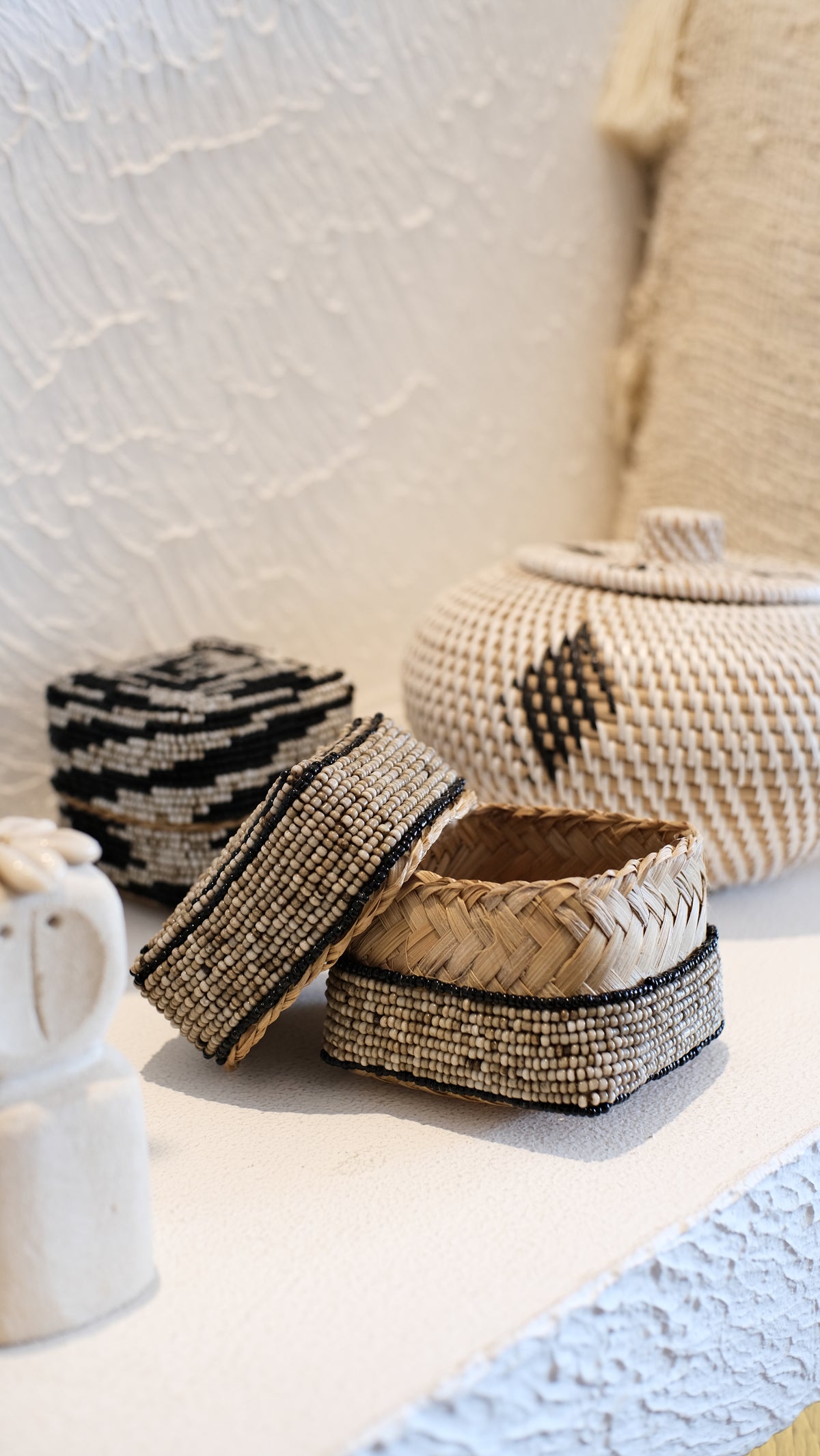Bamboo Mini Storage Box with Handmade Beading