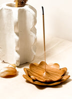 Lotus Wooden Teak Incense Holder
