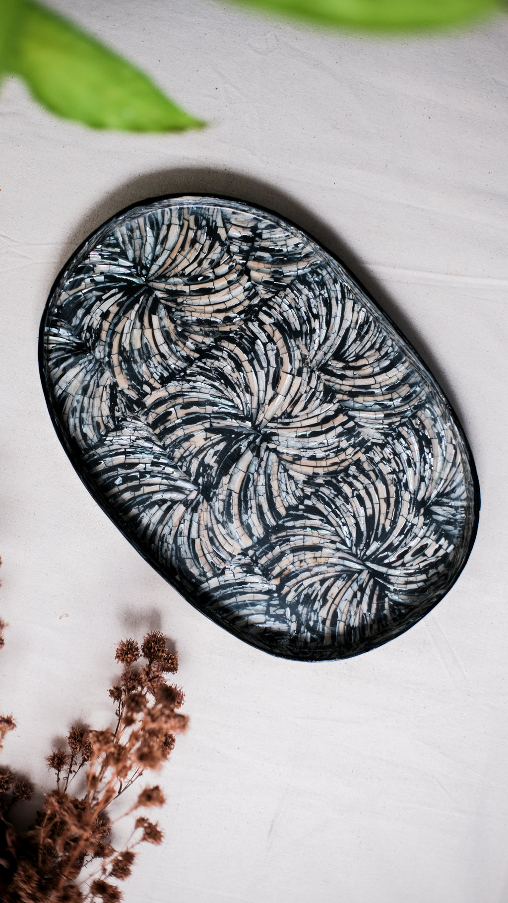 Oval Spiral Shells Decorative Tray