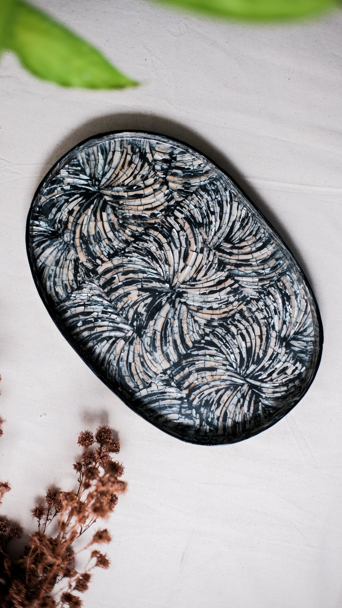 Oval Spiral Shells Decorative Tray