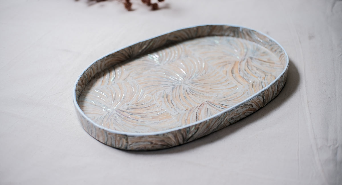 Oval Spiral Shells Decorative Tray