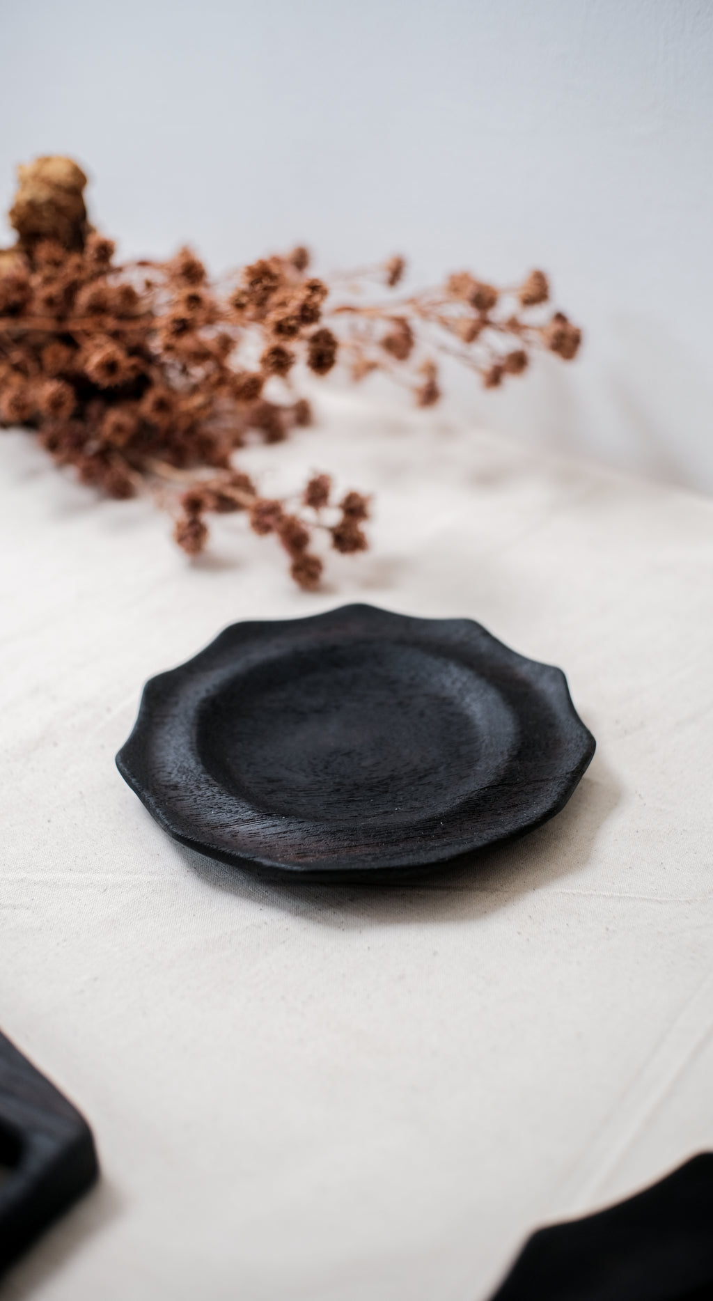 Sun Wooden Teak Plate  - Yakisagi Finish