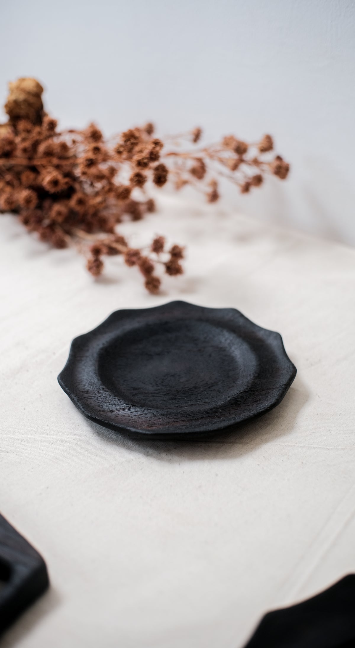 Sun Wooden Teak Plate  - Yakisagi Finish