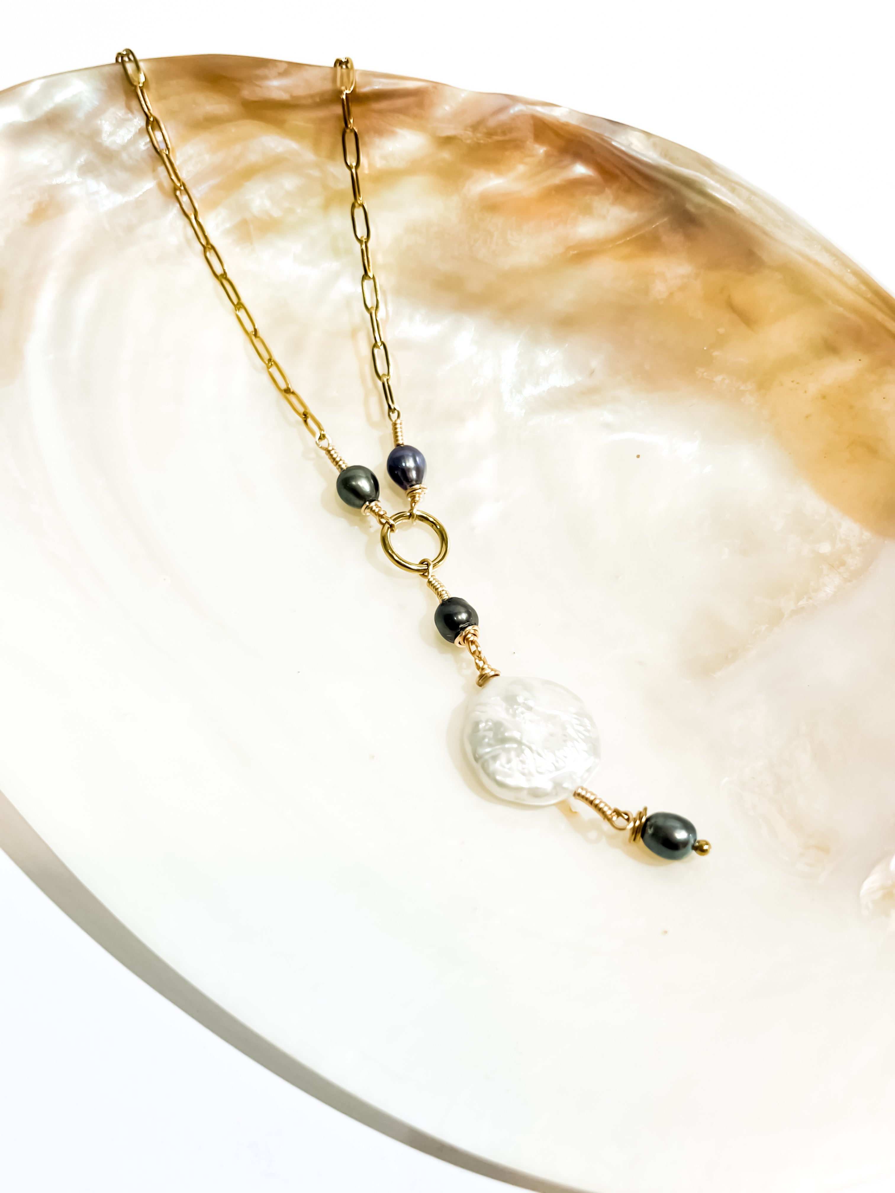 Soora Baroque Pearl Necklace with Stainless Steel