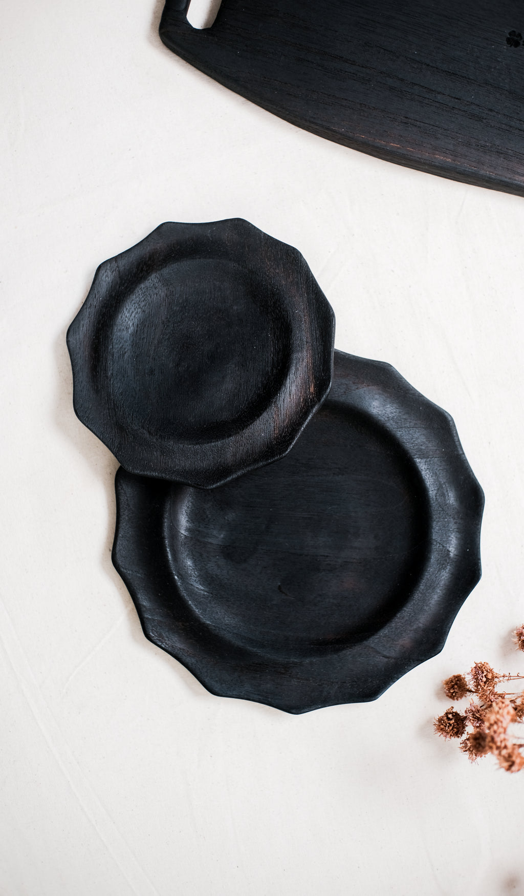 Sun Wooden Teak Plate  - Yakisagi Finish