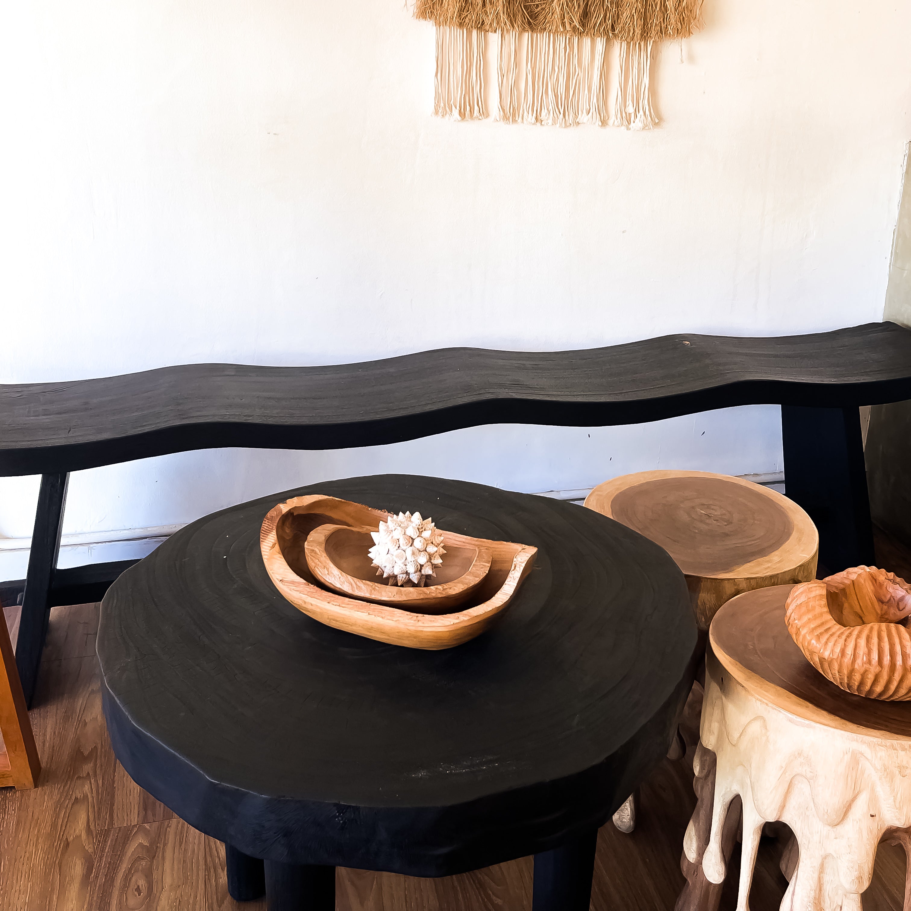 Oval Rustic Wood Decorative Bowl