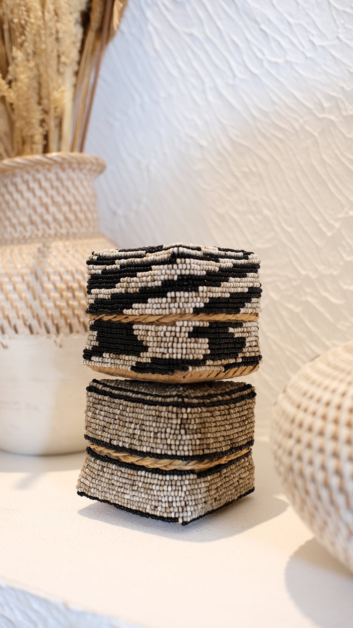 Bamboo Mini Storage Box with Handmade Beading