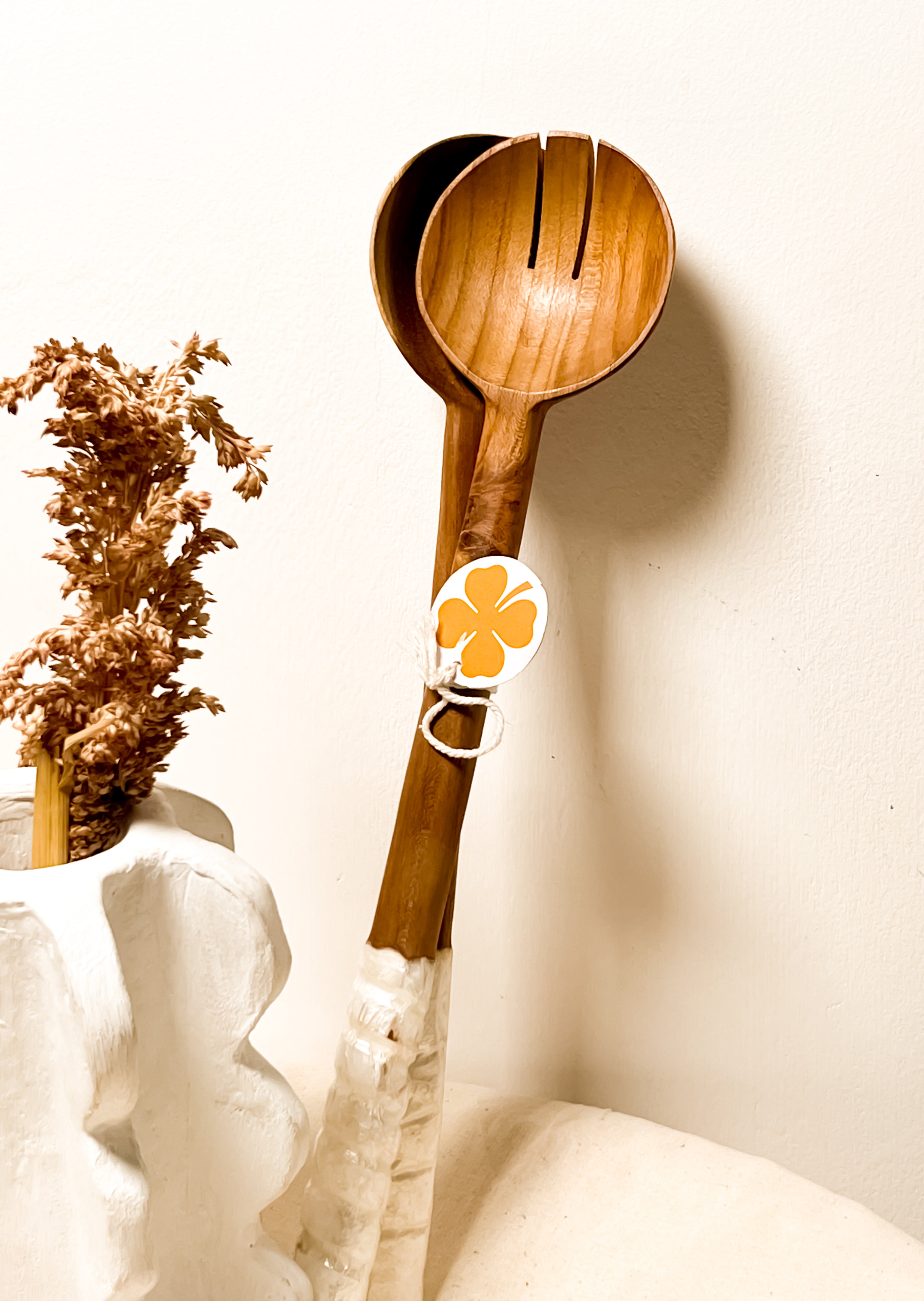Aru Wooden Teak  Salad Mixer with Sea Shells