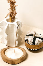 Natural Wooden Teak Incense  Holder with Sea Shells
