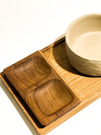Rectangle wooden teak condiment and sauces tray
