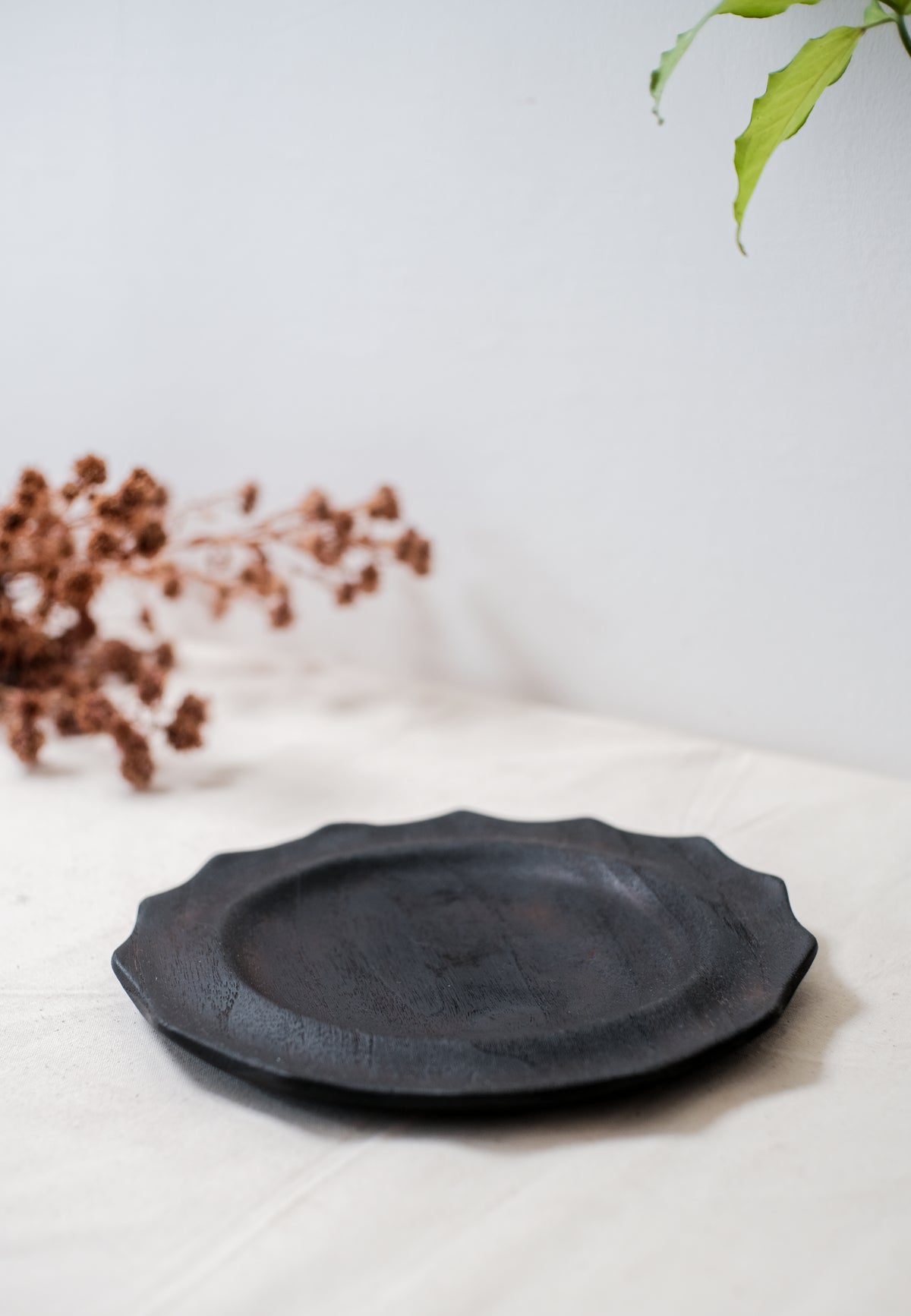 Sun Wooden Teak Plate  - Yakisagi Finish