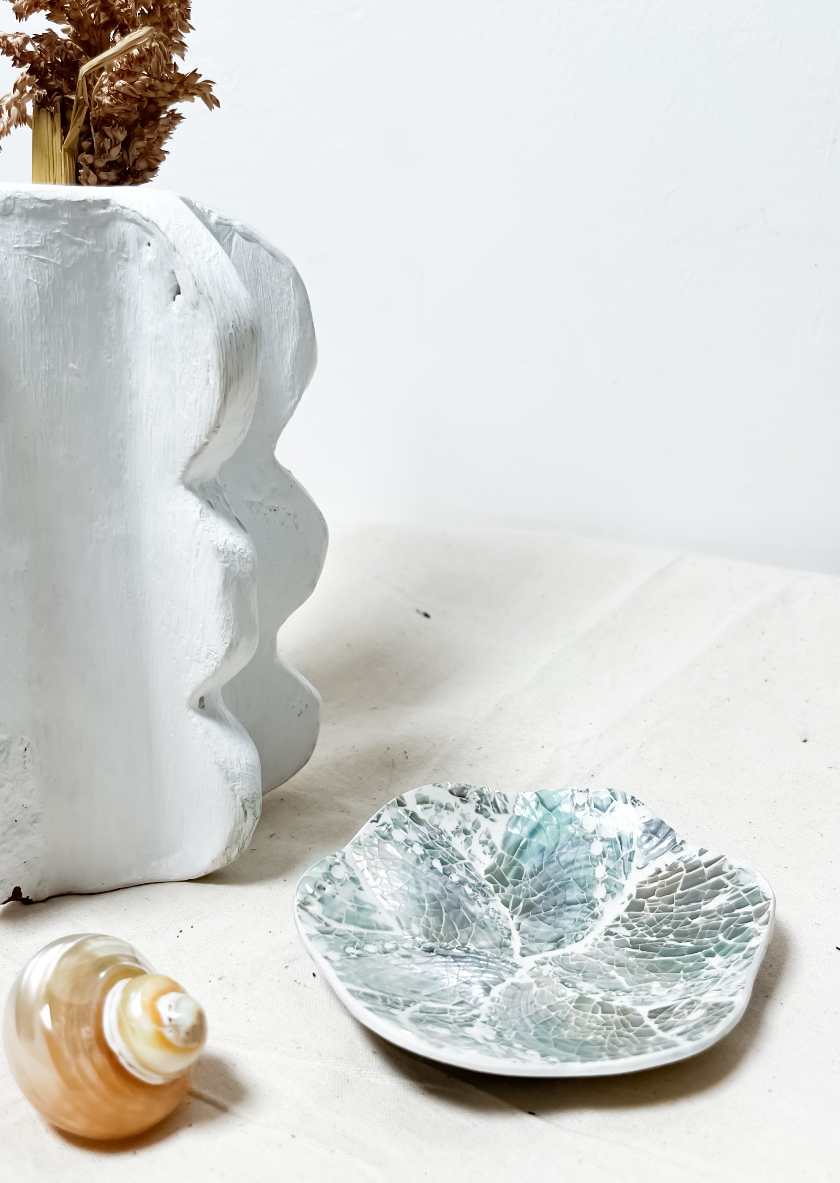 Silver Flower Shells Jewelry Trays