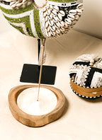 Natural Wooden Teak Incense  Holder with Sea Shells