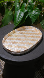 Oval Shells Decorative Trays Beige
