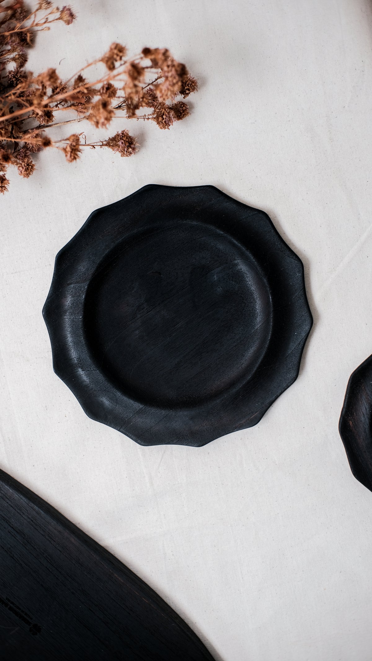 Sun Wooden Teak Plate  - Yakisagi Finish