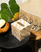 Moa Square Tissue Box with Shells Mosaic Pattern