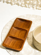 Rectangle wooden teak condiment and sauces tray